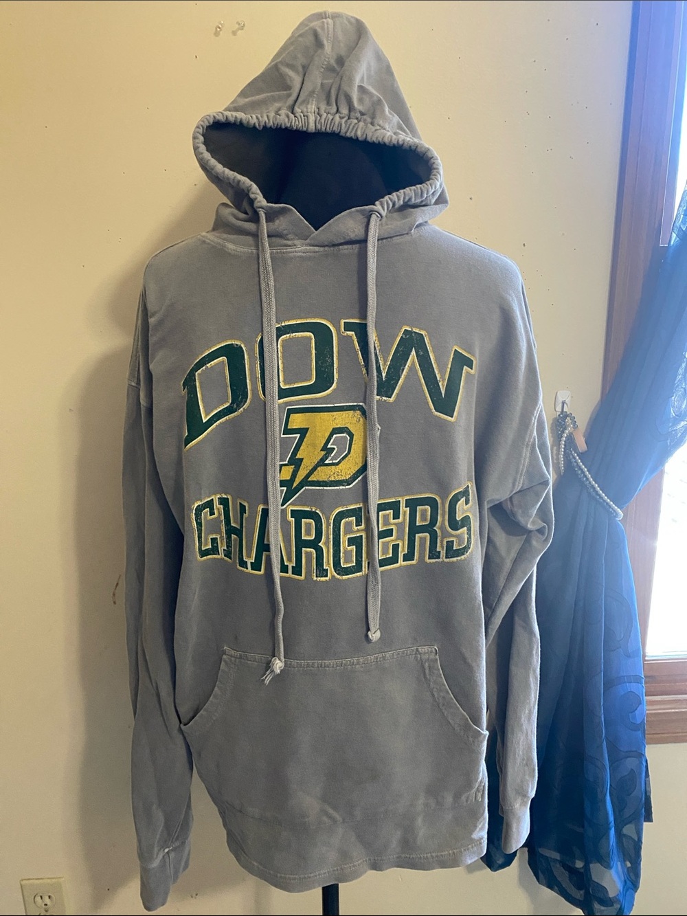 Vintage H.H. Dow High School Chargers Football Hoodie Gray Size Large